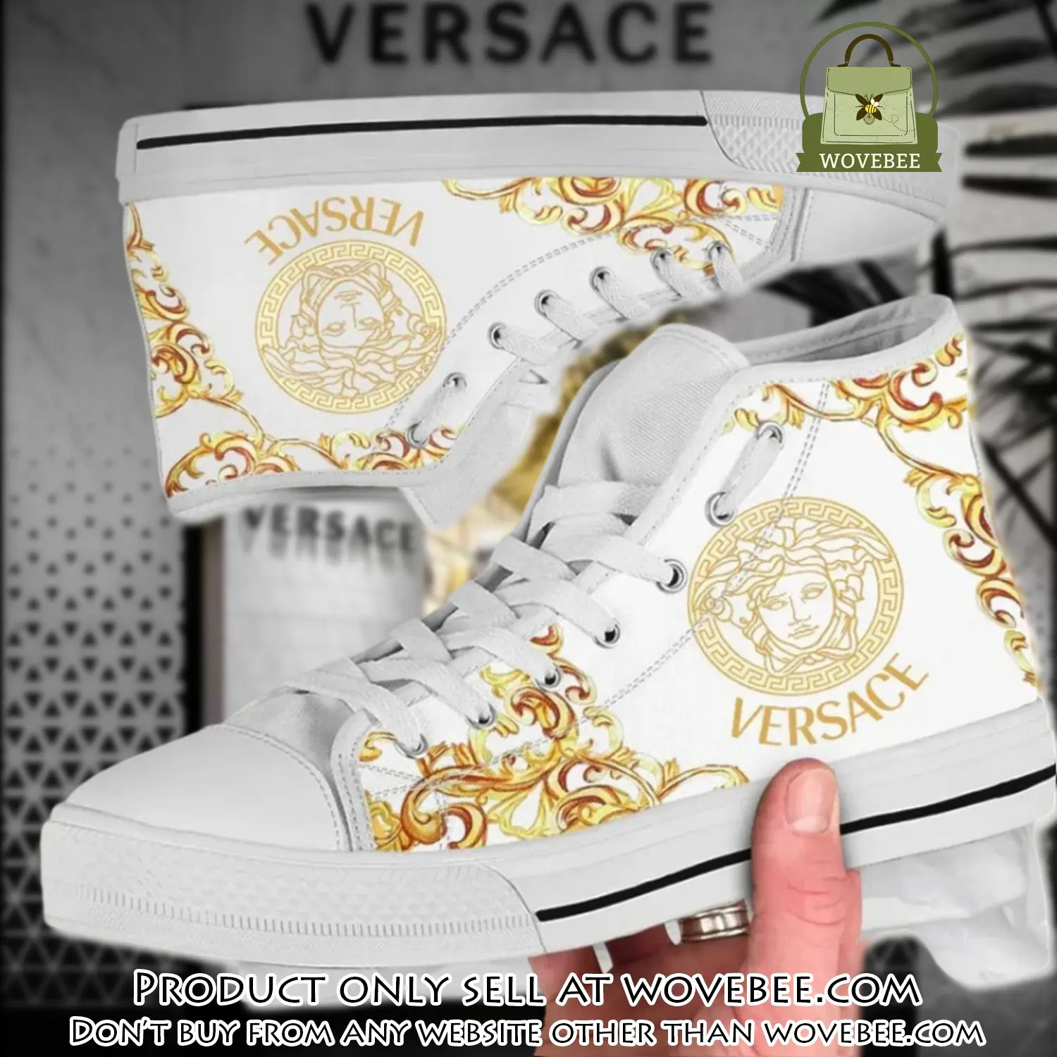 Versace medusa golden white premium high top canvas shoes luxury brand gifts for men women wvb5346222
